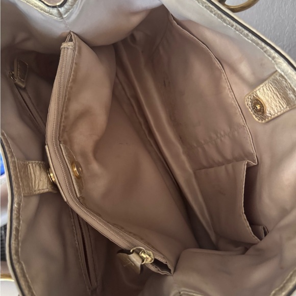 Coach Penelope Signature Linen Shoulder Tote Bag F19263 Khaki Gold - Picture 3 of 5